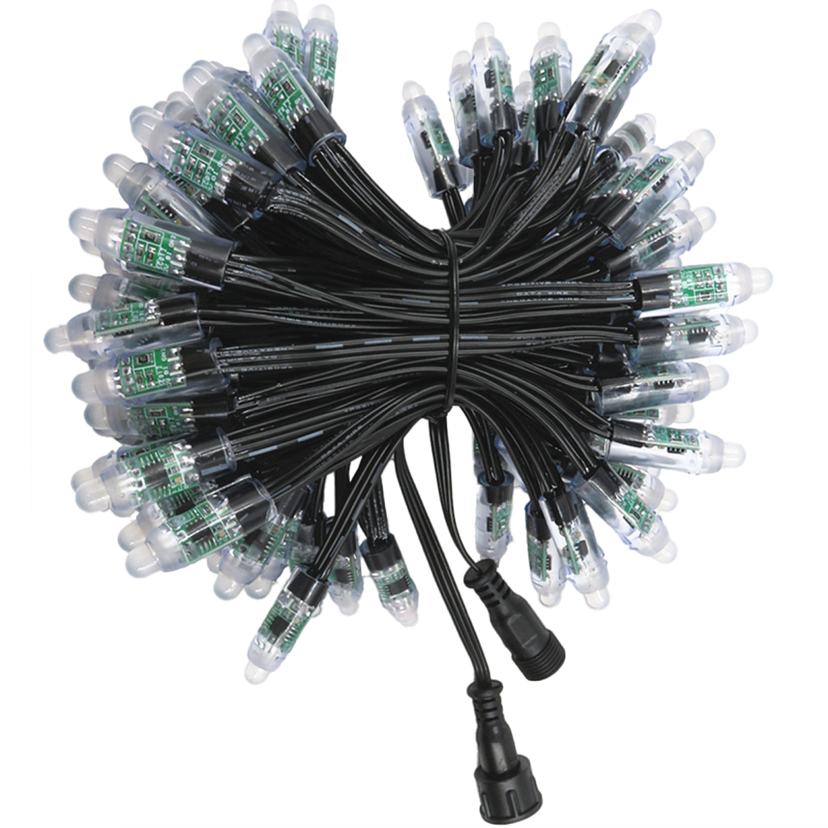 WS2811 100xRGB LED 12mm pixel string (12V) black wire xConnect® pigta