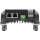 PixLite A4-S Mk3 van achteren op een DIN-rail: twee ETH-poorten, AUX-klem, koellichaam en de DIN-railclips van de kit