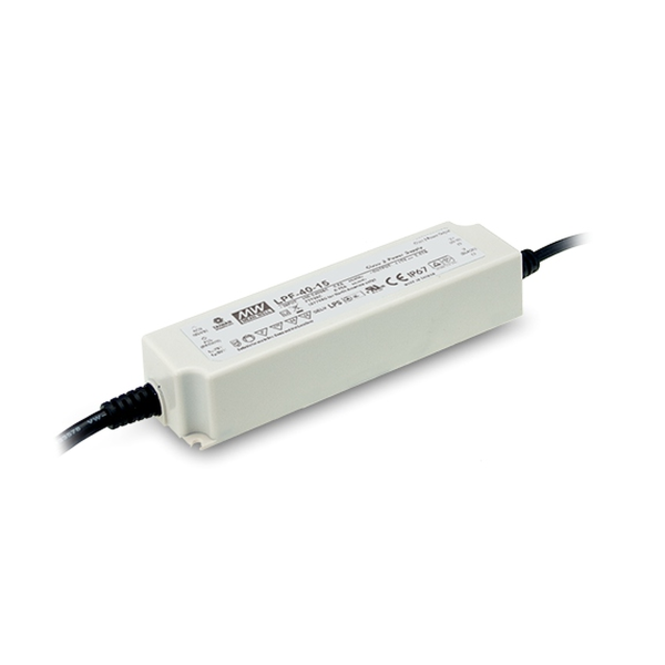 Driver LED MEAN WELL LPF-40 en carcasa de plástico encapsulada con cables (imagen de ejemplo de la serie)