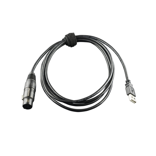 MADRIX USB SMPTE: USB-kabel met 3-polige XLR-bus voor de timecode en USB-stekker.