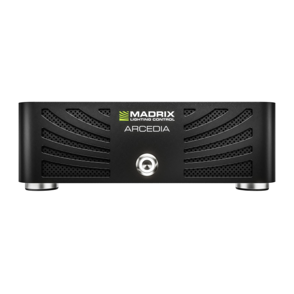 MADRIX ARCEDIA from the front: metal housing with ventilation slots and power button.