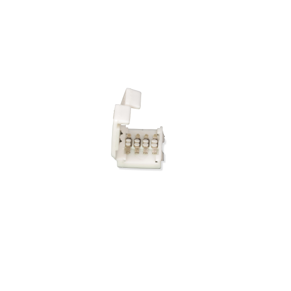 Witte 4-polige klemconnector met open klepje en vier contactparen