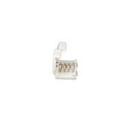 Conector de pinza blanco de 4 polos con la tapa abierta y...