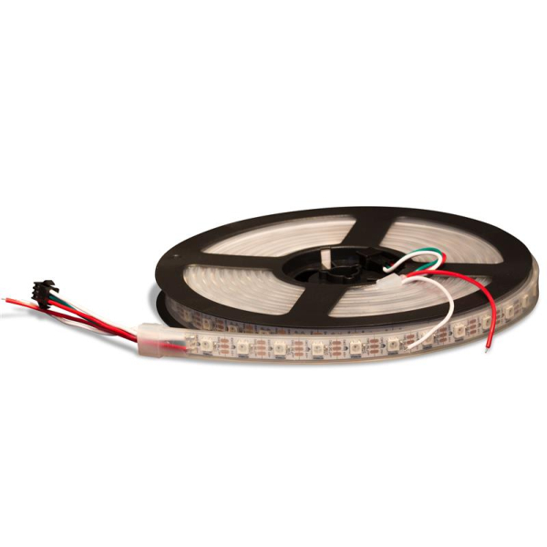 Striscia di pixel LED WS2812b sulla bobina con cavi di collegamento e connettore a 3 poli