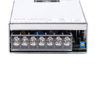 Klemmleiste des MEAN WELL HRP-300-5 von vorn mit Potentiometer
