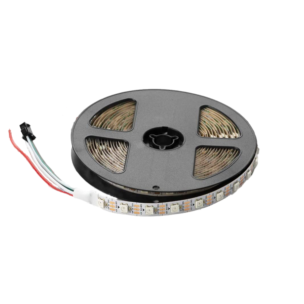 Tira de píxeles LED WS2812b en su bobina con cables de conexión y conector de 3 polos