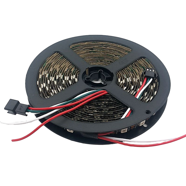 Tira de píxeles LED WS2812b en su bobina con cables de conexión y conector de 3 polos