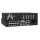 PixLite T8-S Mk3, twee aanzichten boven elkaar: voorkant met status-leds en knoppen, achterkant met acht RJ45-bussen, AUX-klem, microSD-slot, ETH1/ETH2 en IEC-aansluiting