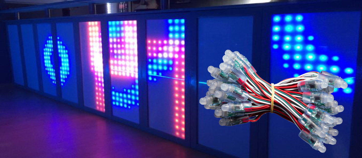 Display of a LED pixel bar with WS2811 pixel chains